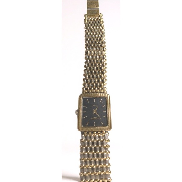 Vintage Longines Gold Tone Square Tank Women's Quartz Watch‎ Mesh Band Elegant